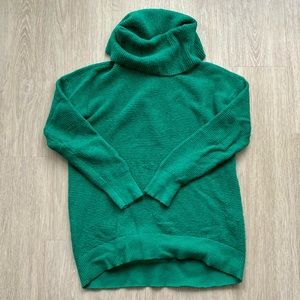 LOFT Green Cowl Neck Long-Sleeve Cotton Blend Sweater Size M